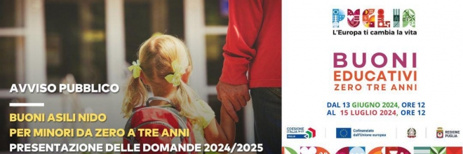 AVVISO PUBBLICO “Buoni educativi per minori da zero a tre anni” Annualità educativa 2024/2025